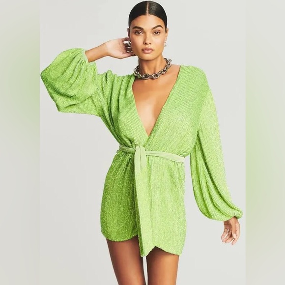 Retrofete Gabrielle sequin dress in lime brand NWT - Picture 2 of 3